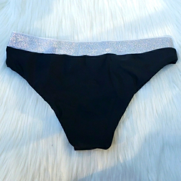 New Black Shimmering Bralette Top Bikini Set - Picture 6 of 7